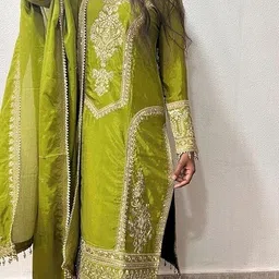 netra creation Embroidered Kurta, Trouser/Pant & Dupatta Set image 3