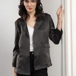 kotty Women Solid Mandarin Casual Blazer-picture-31