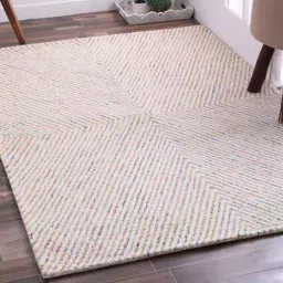 casacraft from pepperfry Quito Geometric Pattern 6 X 4 Feet Hand Tufted Carpet in Grey Colour by CasaCraft-picture-27