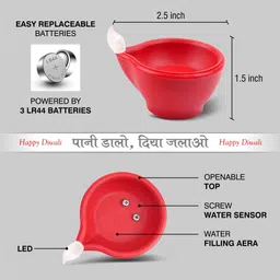 slyka Eco-Friendly water sensor Diwali Diya Light for decoration Mandir, Home, Office Plastic (Pack of 18) Table Diya Set image 3