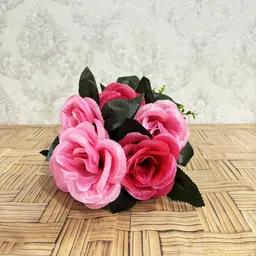 whandly Artificial Pink Rose Bunch For Home Décor, Fake Flower For Desk Home Décor Item Pink Rose Artificial Flower image 4