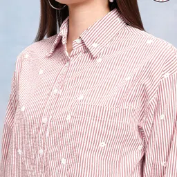 tokyo talkies Women Oversized Fit Striped Button Down Collar Casual Shirt image 5