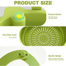 mbvtreads Cactus Kitchen Sink Drain Strainer, Press Automatic Dumping Basket Plastic Fruit & Vegetable Basket image 4
