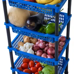 dm plus Multi-Purpose Plastic Storage Organizer 4-Layer Rack Kitchen & Office Plastic Kitchen Trolley image 4