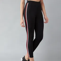 blinkin Striped Women Red, Black Tights image 4