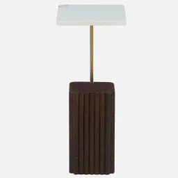 casacraft from pepperfry Larena Solid Wood End Table In White Colour & Walnut Finish With Porcelain Top image 5