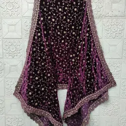 nv patel Velvet Embroidered Purple Women Dupatta-picture-20