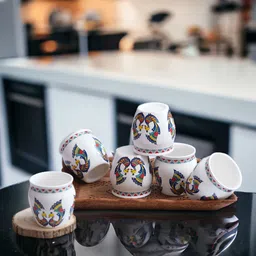 the transit story Pack of 6 Ceramic Kulhads Tea Cups| Handmade Hand Painted kulhad | Indian Traditional Style Kulhad image 2