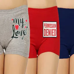 jocker Pack of 3 Printed Women Grey Basic Shorts image 5