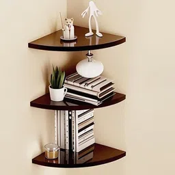 Wooden Wall Mount Floating Wall Corner Rack shelves for living room MDF (Medium Density Fiber) Wall Shelf-image-1