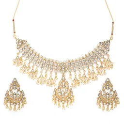 Zaveri Pearls Gold-Plated Pearls Stone-Studded & Beaded Jewellery Set-picture-26