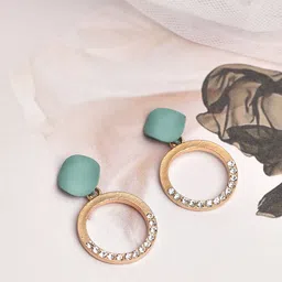 TOKYO TALKIES X rubans FASHION ACCESSORIES Gold-Toned & Blue Circular Drop Earrings-picture-39