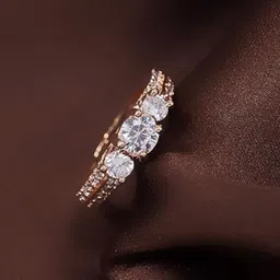 I Jewels Rose Gold-Plated Cubic Zirconia Studded Adjustable Finger Ring-picture-39