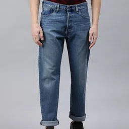 Levis Men Blue 501 Original Fit Mid-Rise Clean Look Stretchable Jeans-image-19