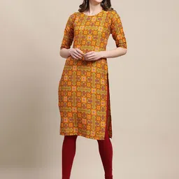 7Threads Women Ethnic Motifs Printed Sequinned Floral Crepe Kurta image 3