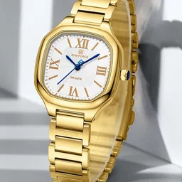Naviforce Women Brass Dial & Stainless Steel Straps Analogue Watch NF5042 GWG image 2