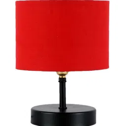 Devansh Iron Table Lamp With Red Cotton Shade by New Era image 4