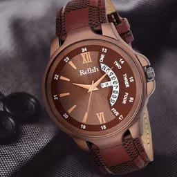Relish Men Multicoloured Printed Dial & Brown Straps Analogue Watch-image-43