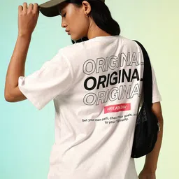 HRX by Hrithik Roshan Women Typography Printed Relaxed Fit Pure Cotton T-shirt-picture-16