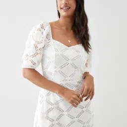 DOROTHY PERKINS Self-Embroidered Pure Cotton A-Line Midi Dress-picture-16