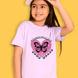 NUSYL Girls Graphic Printed Short Sleeve Round Neck Oversized T-shirt-image-54