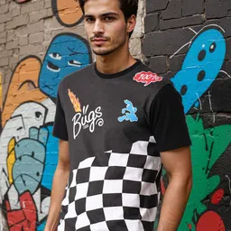 The Indian Garage Co Men Bugs Bunny Graphic Printed Round Neck Cotton Slim Fit T-shirt-picture-39