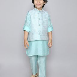 Ministitch Boys Embroidered Mandarin Collar Regular Sequinned Kurta with Trousers-picture-43