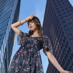 Zink London Floral Printed Sweetheart Neck Fit And Flare Dress-picture-26