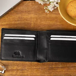 BROWN BEAR Men Black Bear Self Design Leather Two Fold Wallet image 3