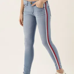 Campus Sutra Women Blue Slim Fit Mid-Rise Cotton Clean Look Stretchable Jeans-image-69