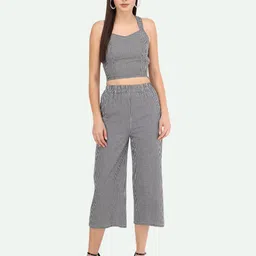 Beatnik Checked Crop Top Halter Neck With Trousers Co-Ord Set-picture-28