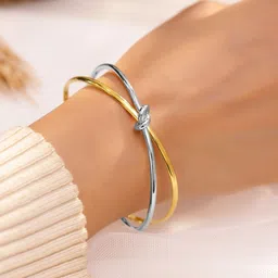 Rubans Voguish Stainless Steel Gold-Plated Cuff Bracelet-image-65