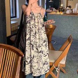 StyleCast Women Abstract Printed Shoulder Straps A-Line Knee Length Dress-image-21