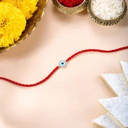 Peora Sterling Silver Cubic Zirconia Studded Rakhi With Greeting Card & Roli Chawal-picture-19