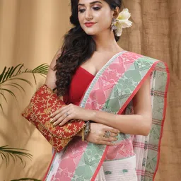 DESH BIDESH Ethnic Motif Woven Design Pure Cotton Taant Saree-picture-13