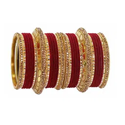 NMII Set Of 30 Mirror & Zircon Gemstone Studded Bridal Bangles-picture-27