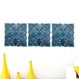VAS collection home Blue 3 Pieces Textured Wooden Wall Plates-picture-32