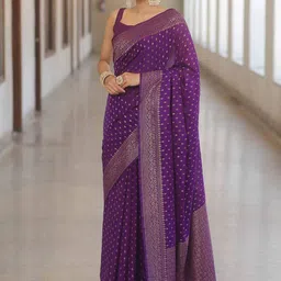 AMRUTKALA SAREES Woven Design Zari Banarasi Saree-picture-3