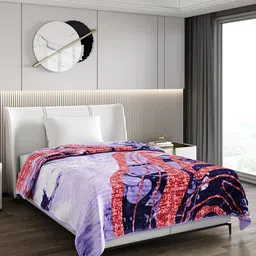 Monte Carlo Purple & Red Abstract Printed 950 GSM Heavy Winter Single Bed Blanket-image-20