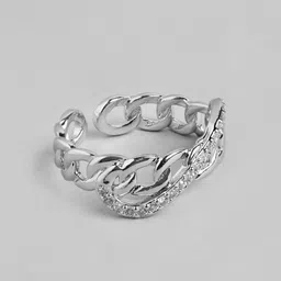DressBerry Women Stone-Studded Chain-Shaped Adjustable Finger Ring-picture-32