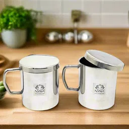 Nyra Kitchenware Steel 2 Pieces Stainless Steel Double Walled Insulated Cup with Lid 300ml-picture-28