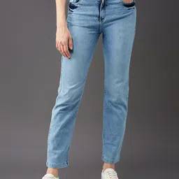 BAESD Women Straight Fit High-Rise Clean Look Stretchable Jeans-image-2