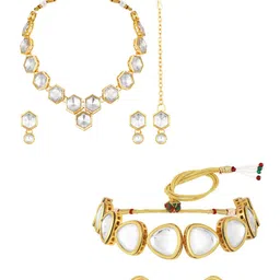 ASMITTA JEWELLERY Set Of 2 Gold-Plated Stone Studded Jewellery Set-picture-31