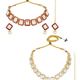 ASMITTA JEWELLERY Set Of 2 Gold-Plated Stone-Studded Jewellery Set-picture-39