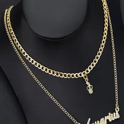 Jewels Galaxy Gold-Plated Aquarius Zodiac Stone-Studded Layered Necklace-picture-40