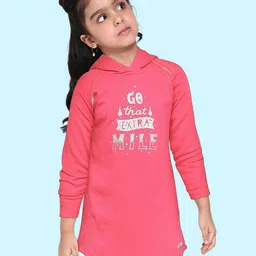 toothless Girls Pink & Silver Typography Printed Hooded Jumper Dress-picture-53
