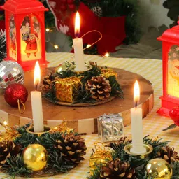 TIED RIBBONS Set of 3 Christmas Wreath Tealight Candle Holder-image-61