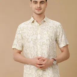 Linen Club Men Contemporary Slim Fit Abstract Printed Opaque Casual Shirt-picture-20