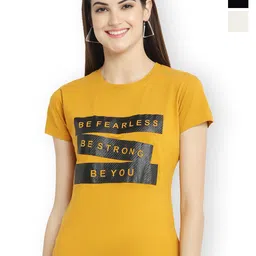 Fabflee Women Multicoloured 3 Printed V-Neck Extended Sleeves T-shirt-picture-40