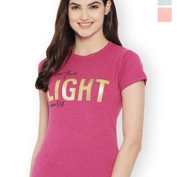 Fabflee Women Multicoloured 3 Printed V-Neck Extended Sleeves T-shirt-picture-49